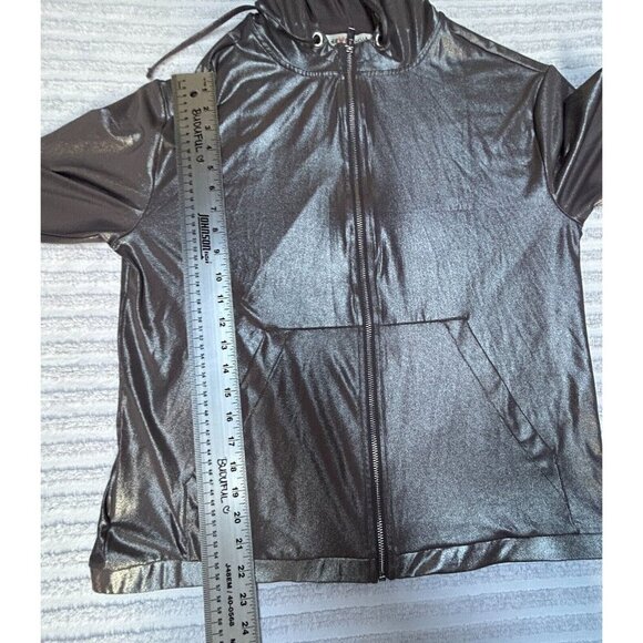 H&M Coachella Official Womens Metallic Full-Zip Hoodie Jacket Small Lightweight - Picture 3 of 9